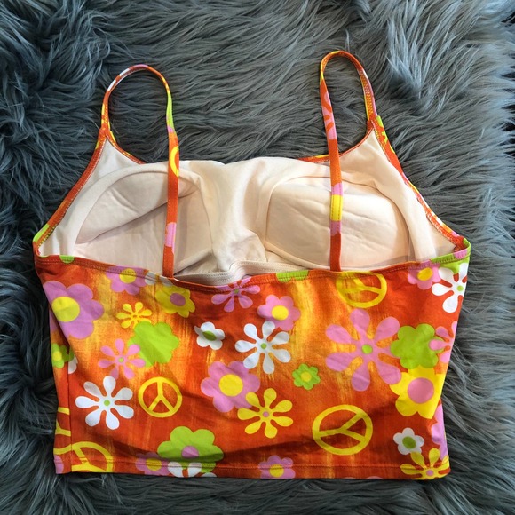 vintage groovy retro no boundaries peace love tankini top size large - Picture 2 of 4